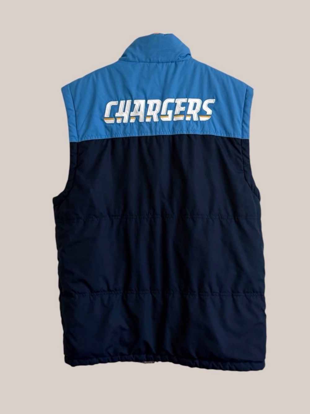 NFL Chargers Puffer Vest Medium Reversible Blue to Gray Full Zip G-111 - Picture 2 of 12